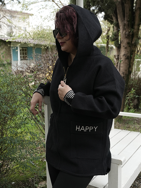 پالتو کلاه دار اسپرت زیپدار HAPPY